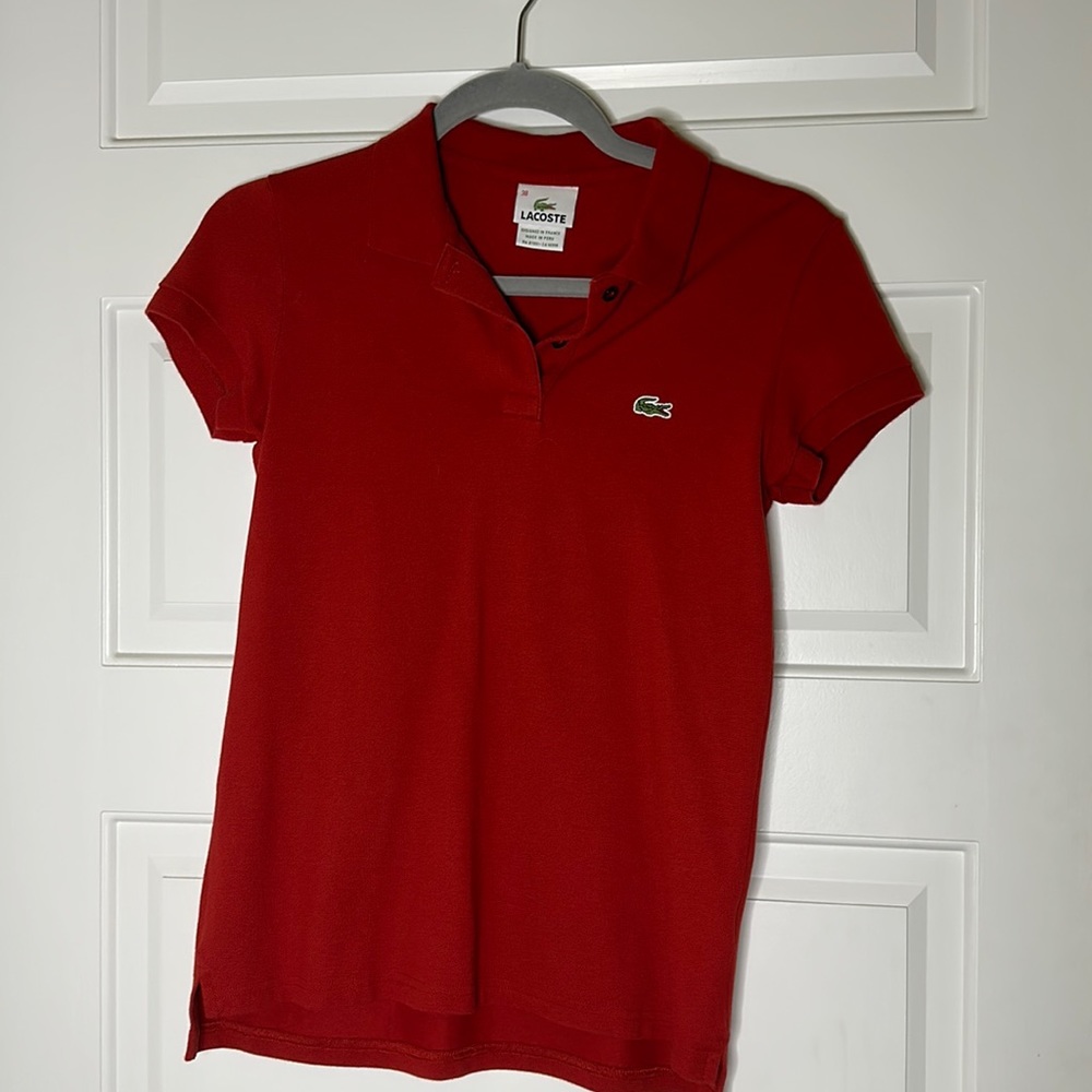 Euc Lacoste women’s red polo size 38